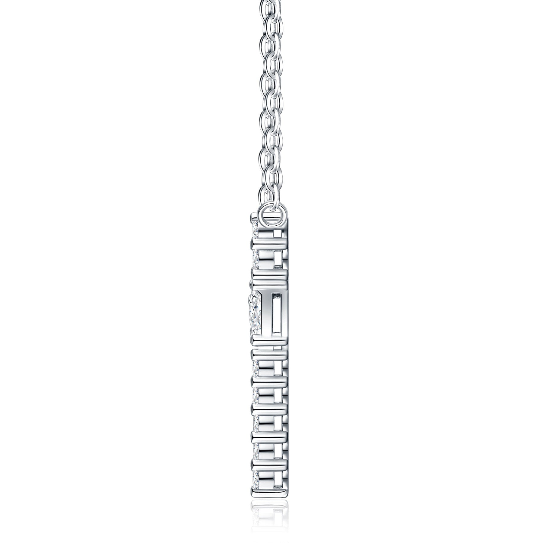 Obelisk Moissanite Cross Necklace in Sterling Silver