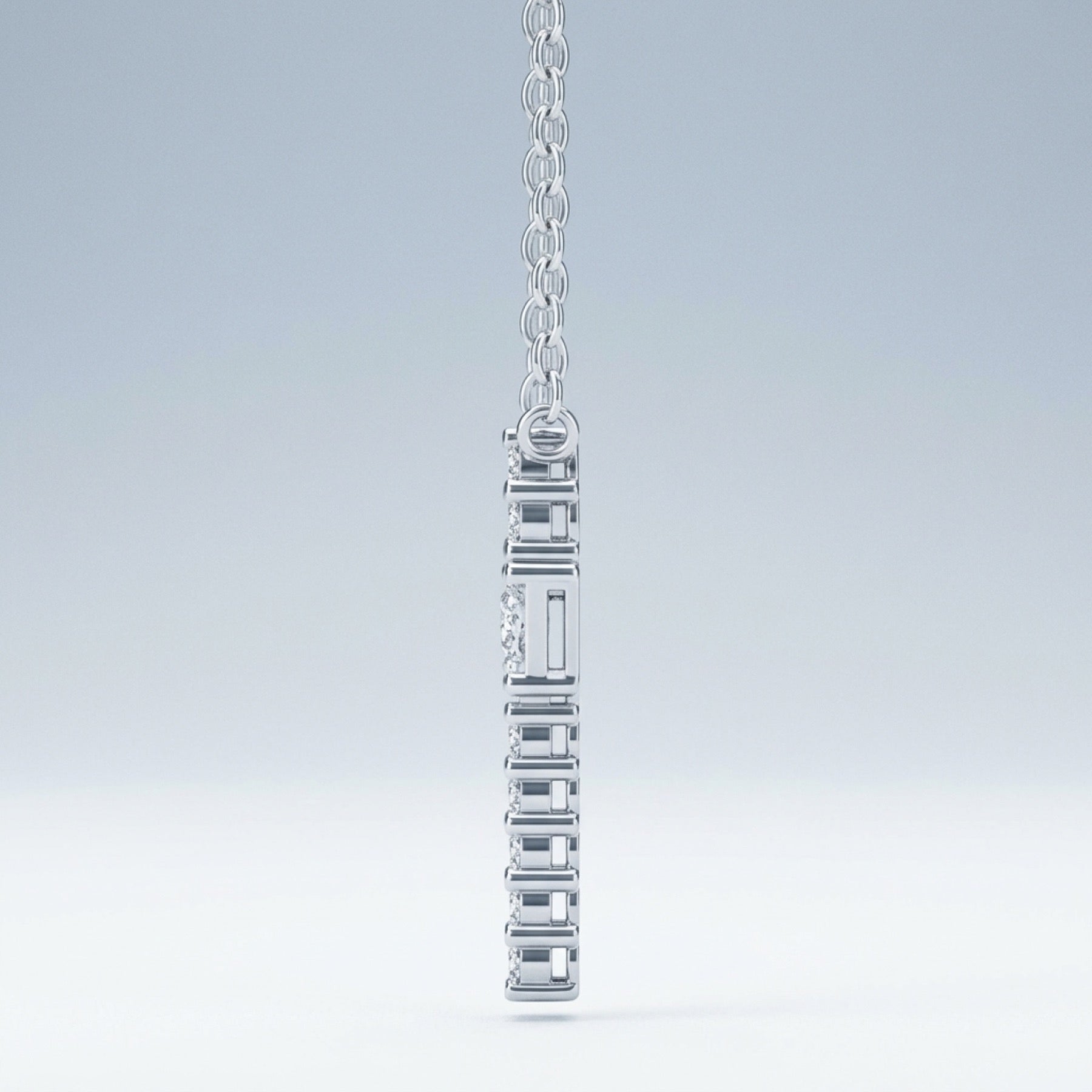 Obelisk Moissanite Cross Necklace in Sterling Silver