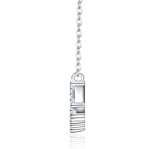 Bevel Moissanite Curved Bar Necklace in Sterling Silver