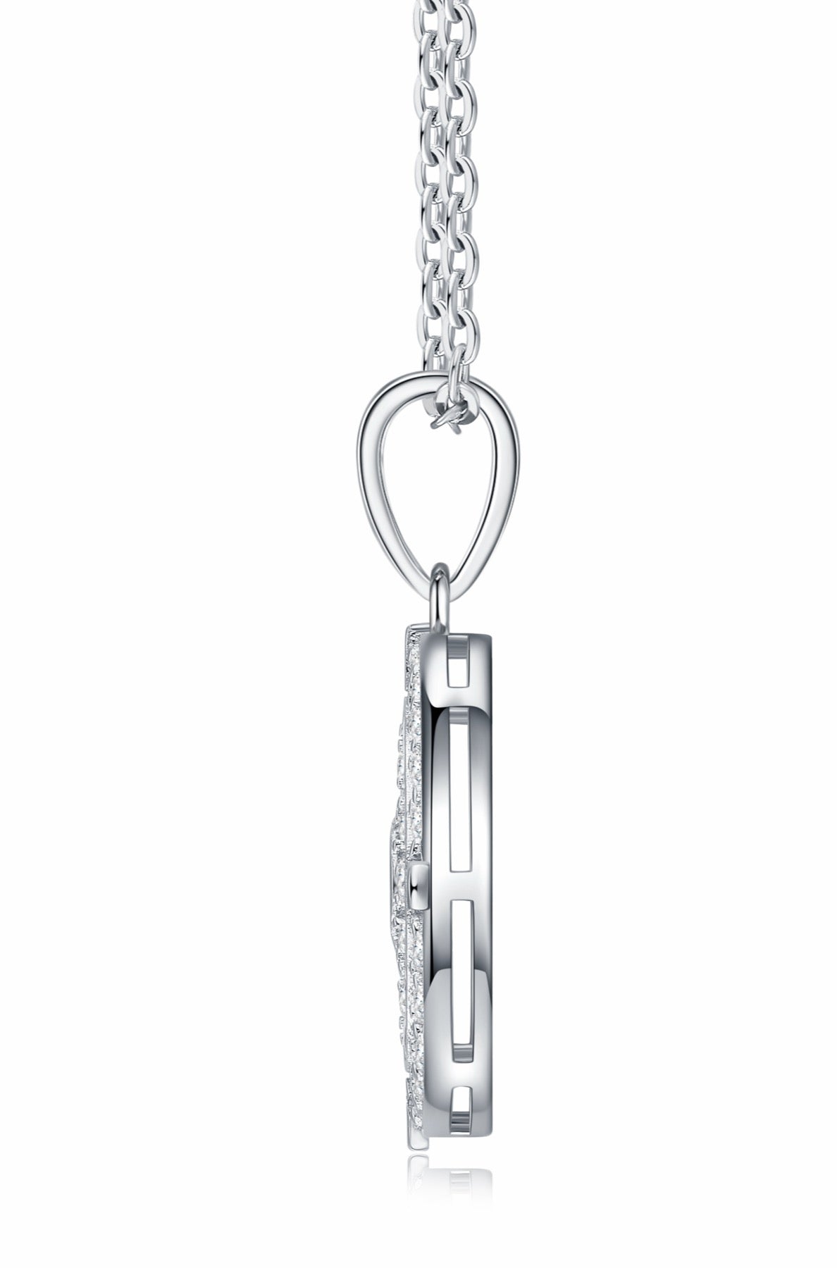Compass Moissanite Compass Pendant Necklace in Sterling Silver