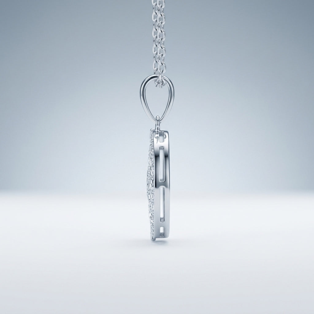Compass Moissanite Compass Pendant Necklace in Sterling Silver