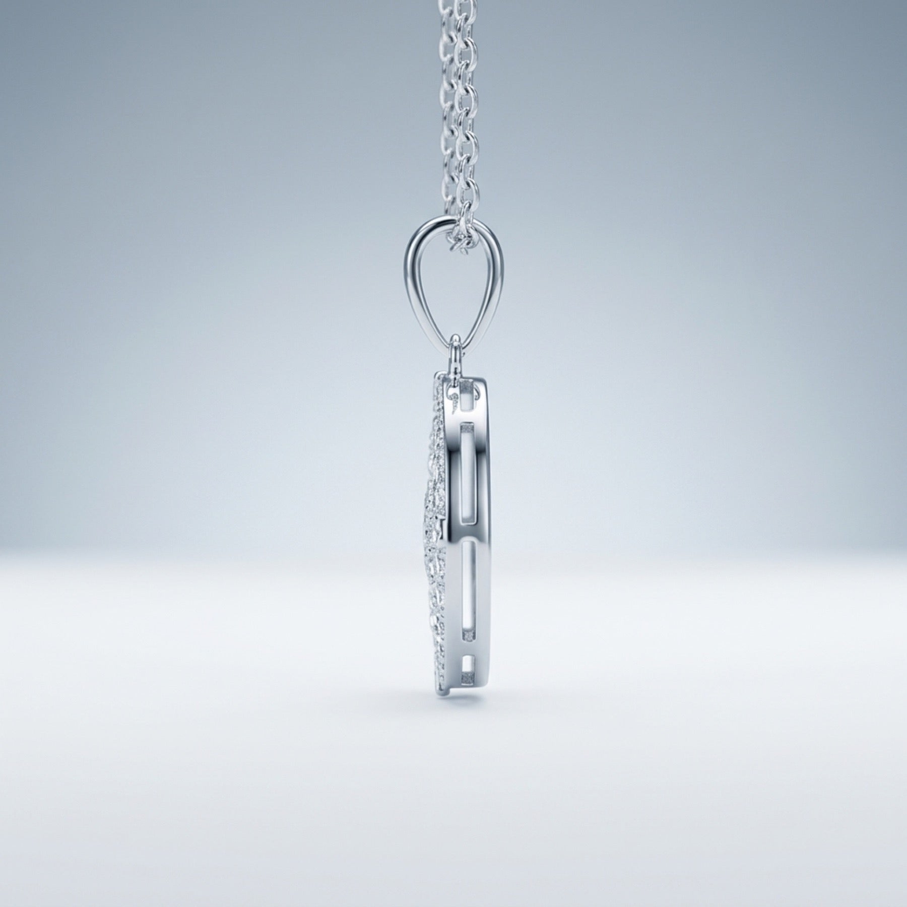 Compass Moissanite Compass Pendant Necklace in Sterling Silver