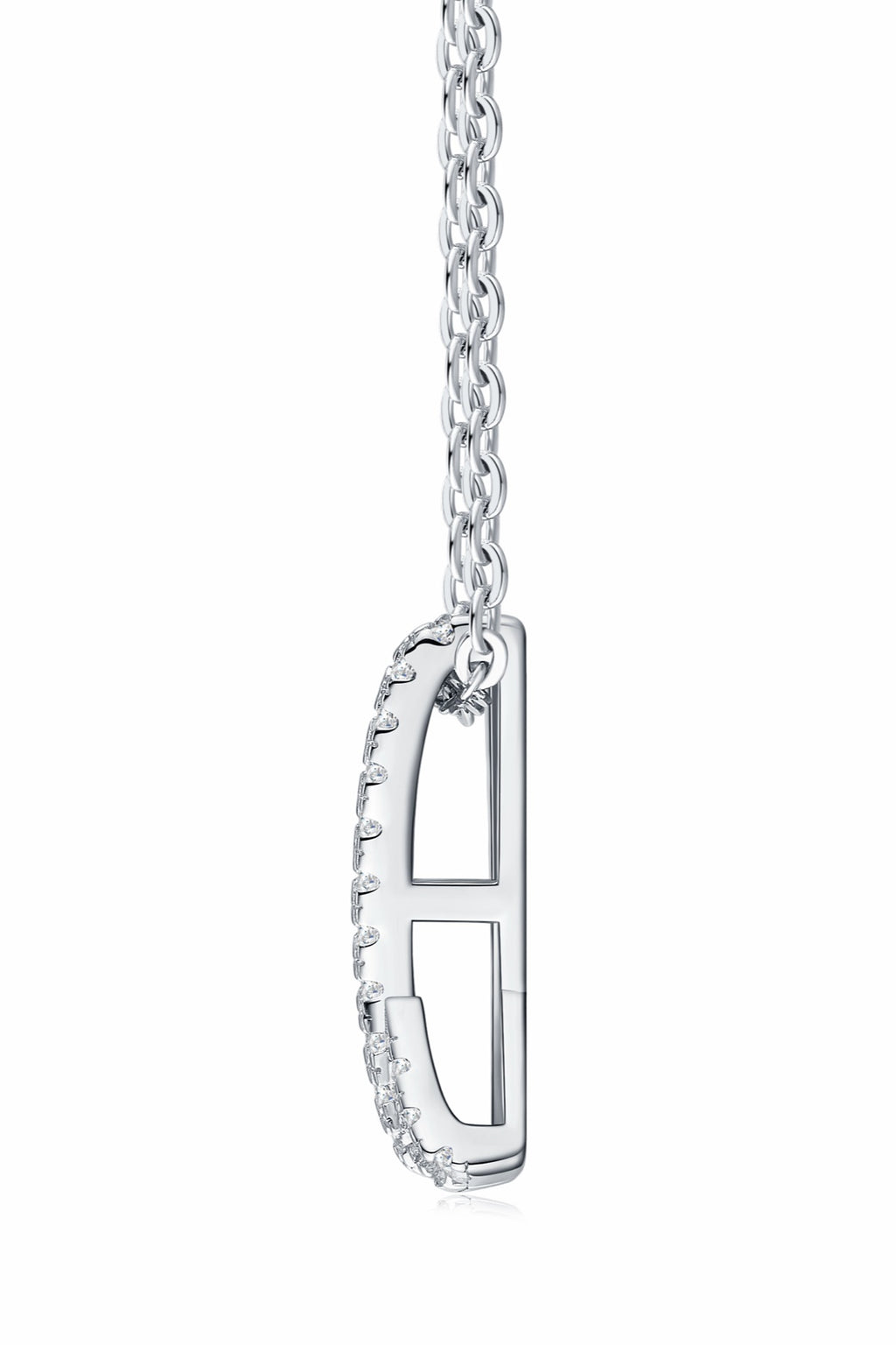 Initial K Moissanite Pavé Initial Pendant Necklace in Sterling Silver