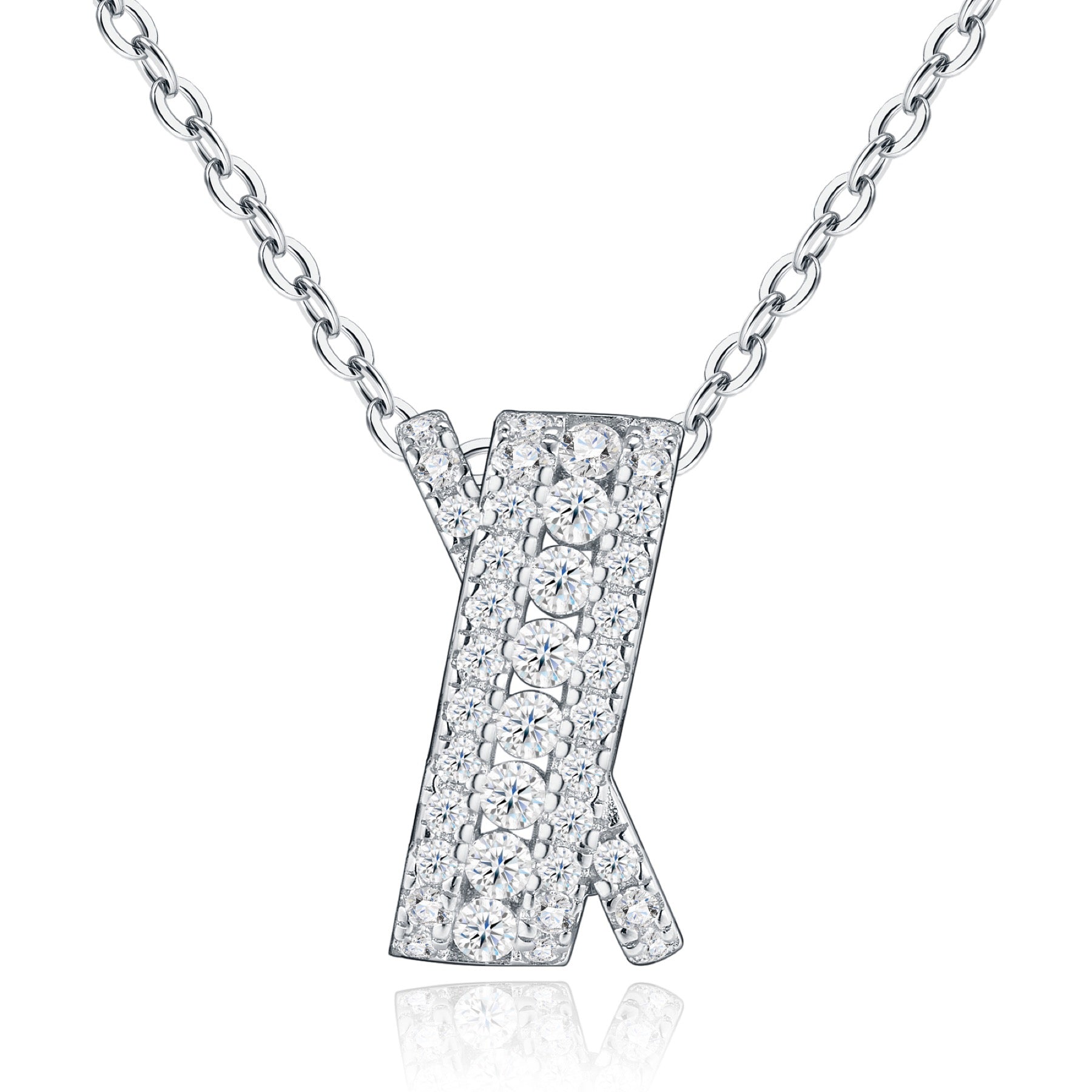Initial K Moissanite Pavé Initial Pendant Necklace in Sterling Silver