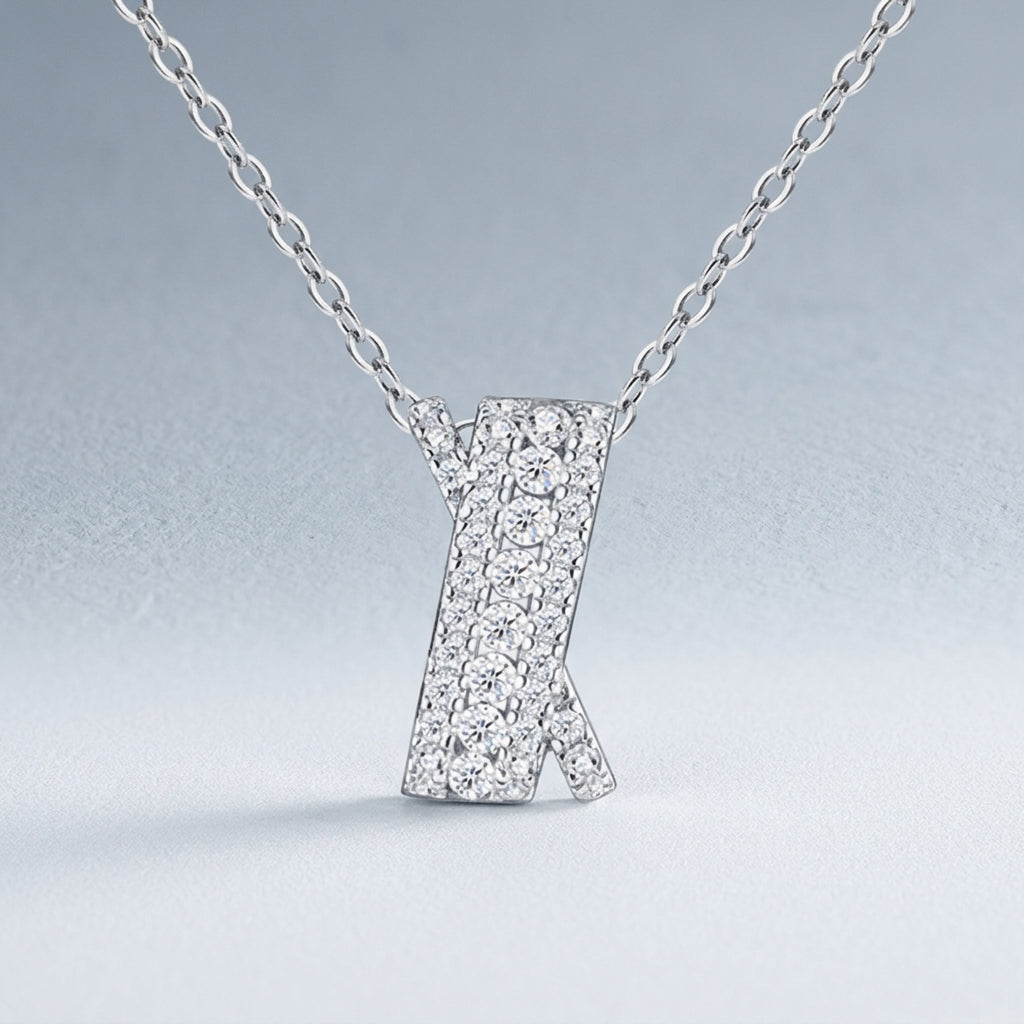 Initial K Moissanite Pavé Initial Pendant Necklace in Sterling Silver