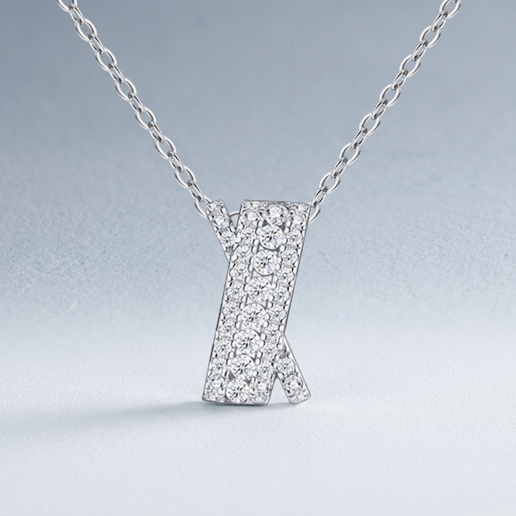 Initial K Moissanite Pavé Initial Pendant Necklace in Sterling Silver