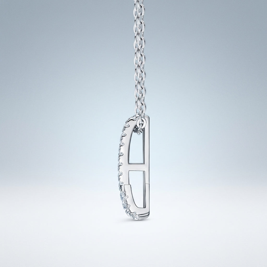 Initial K Moissanite Pavé Initial Pendant Necklace in Sterling Silver