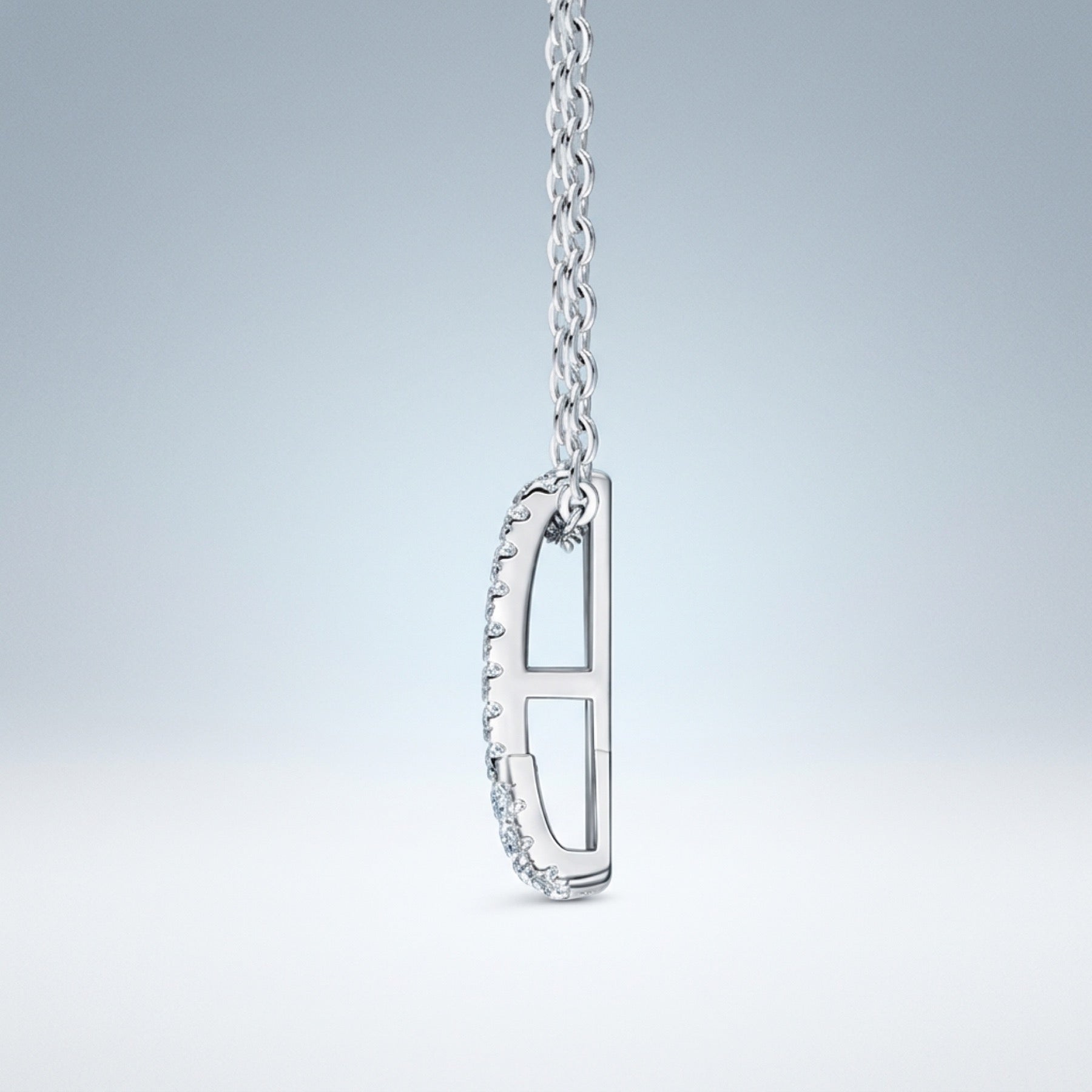 Initial K Moissanite Pavé Initial Pendant Necklace in Sterling Silver