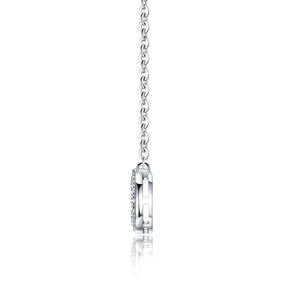 Sucre Moissanite Halo Pendant Necklace in Sterling Silver