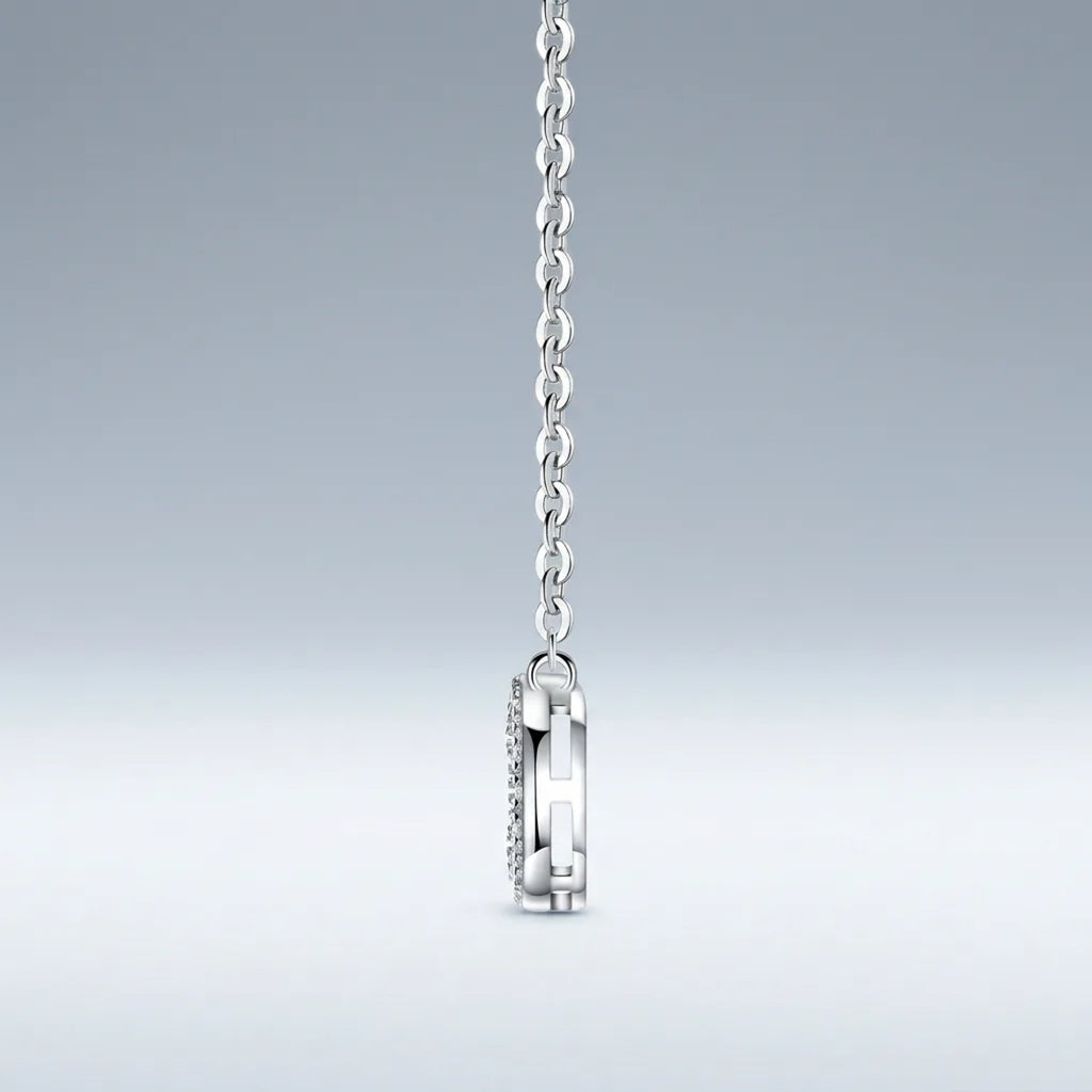 Sucre Moissanite Halo Pendant Necklace in Sterling Silver