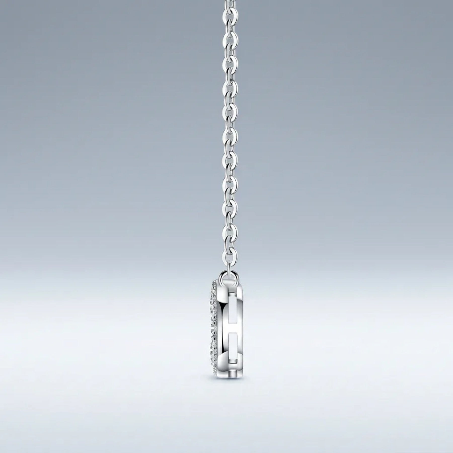 Sucre Moissanite Halo Pendant Necklace in Sterling Silver