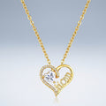 Mama Heart-Cut Moissanite Mom Heart Necklace in Gold-Tone Sterling Silver