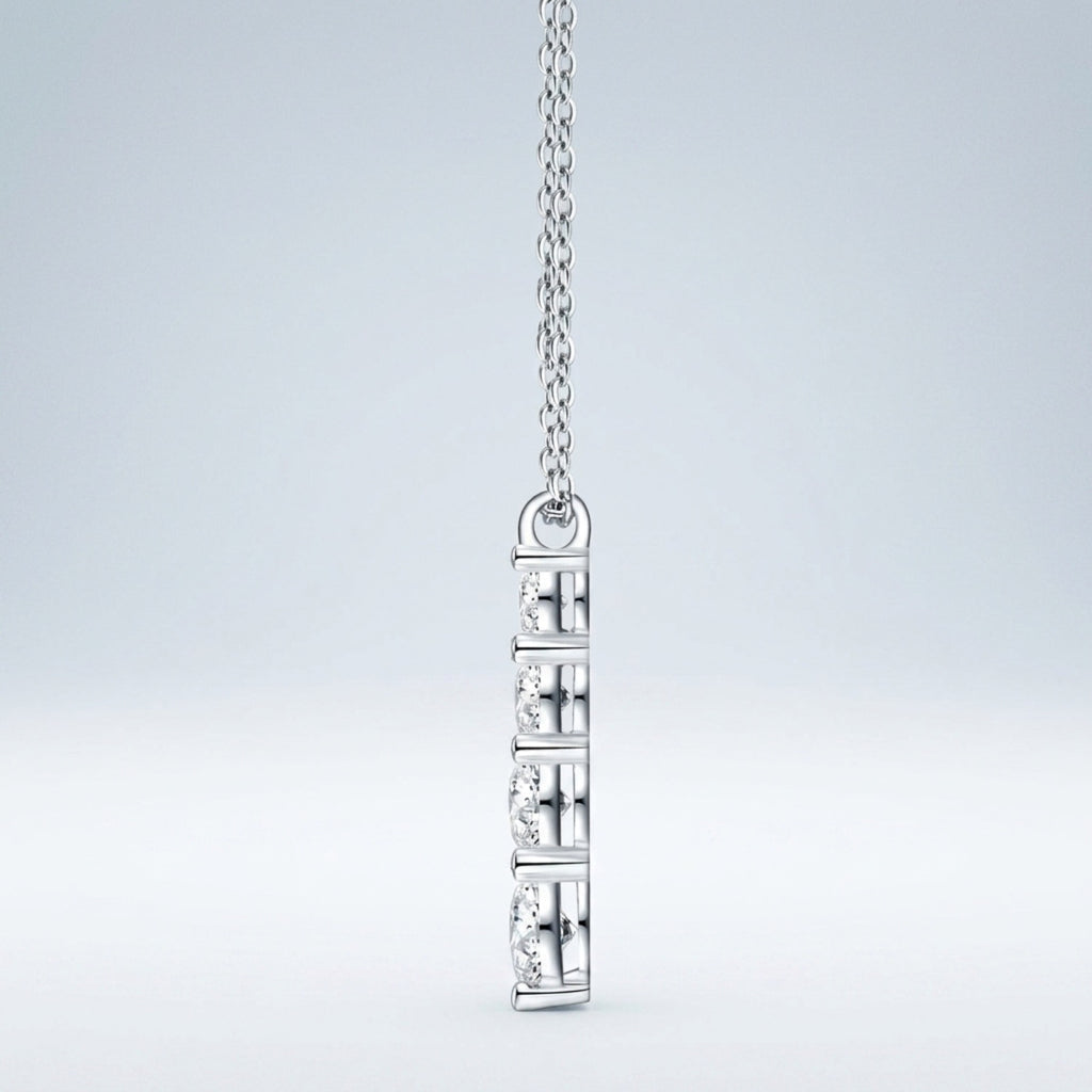 Descent Moissanite Three-Stone Drop Necklace in Sterling Silver