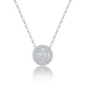 Medal Moissanite Disc Pendant Necklace in Sterling Silver