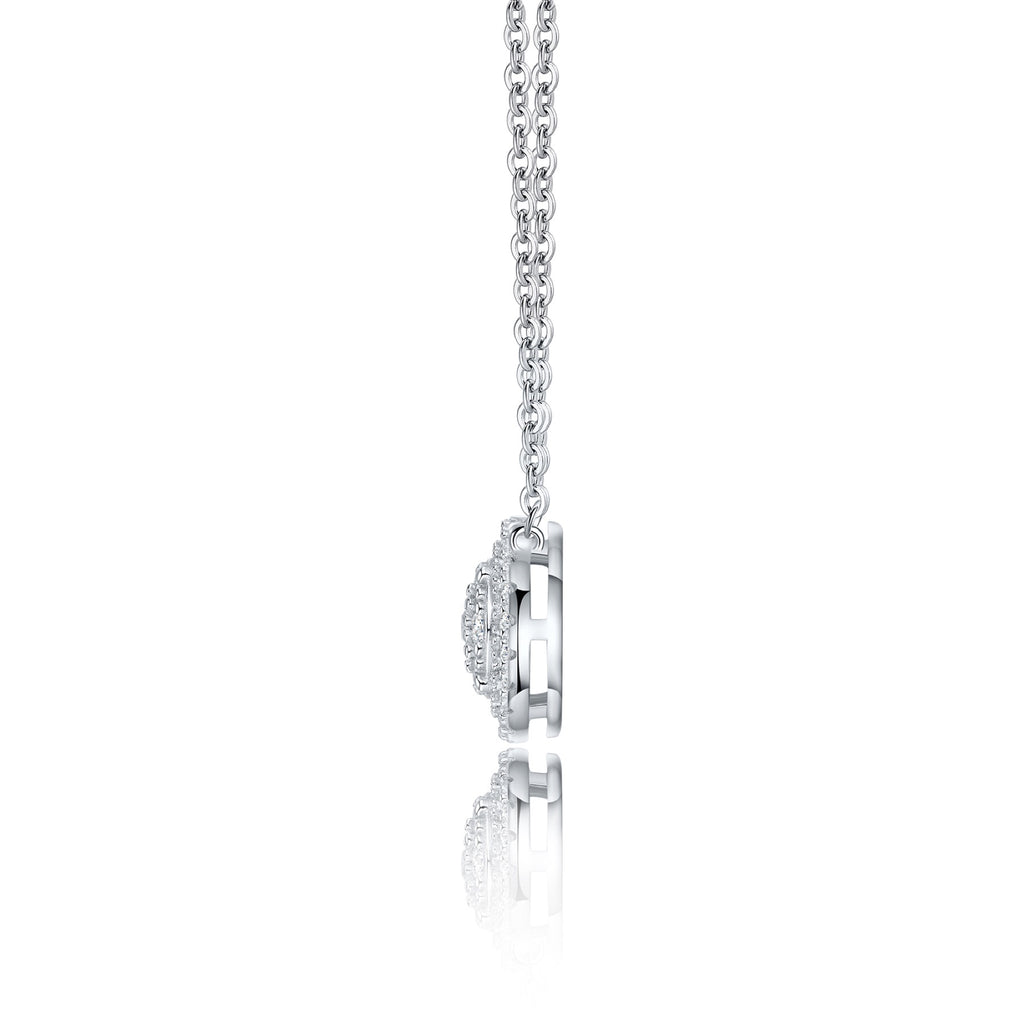 Medal Moissanite Disc Pendant Necklace in Sterling Silver