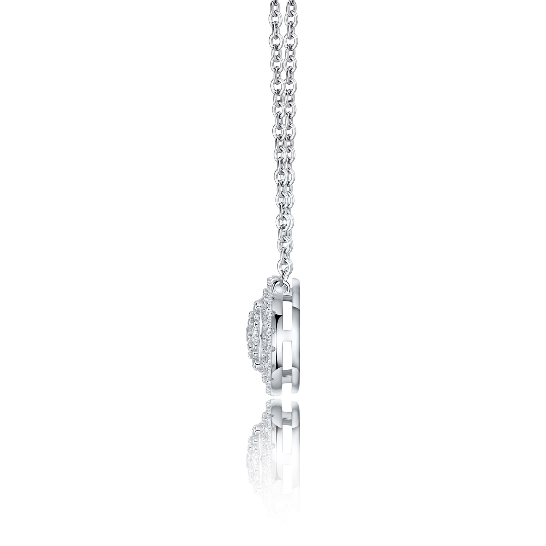 Medal Moissanite Disc Pendant Necklace in Sterling Silver