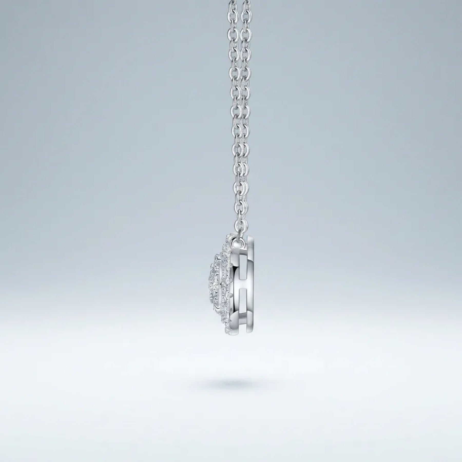 Medal Moissanite Disc Pendant Necklace in Sterling Silver