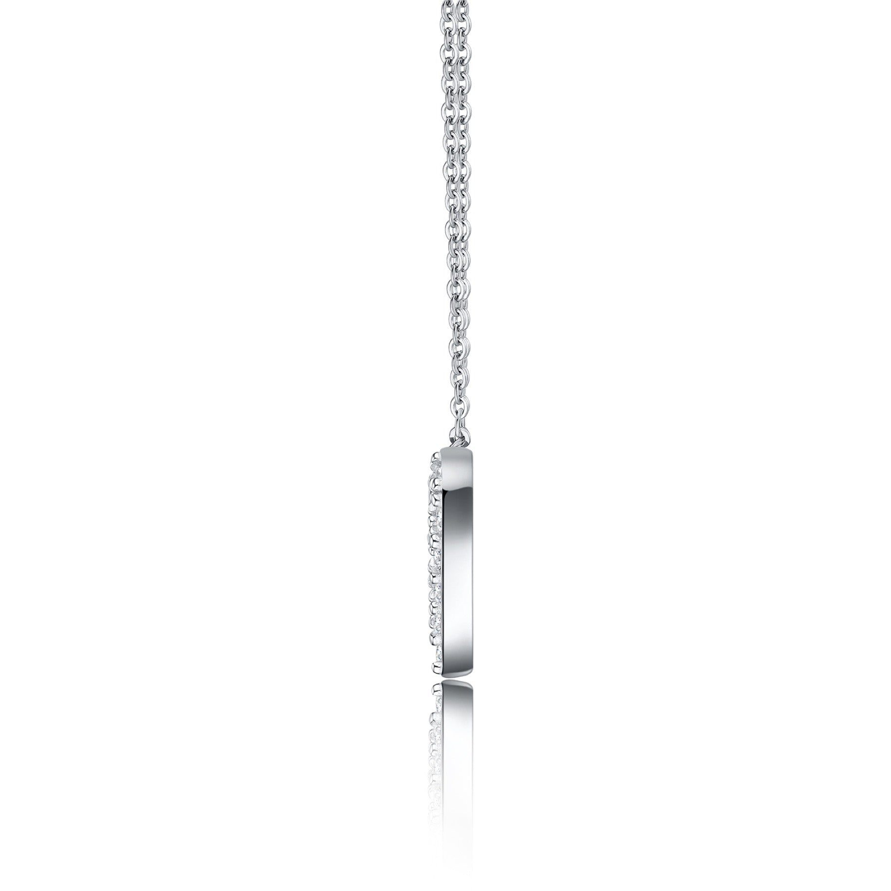 Endear Moissanite Open Heart Pendant Necklace in Sterling Silver