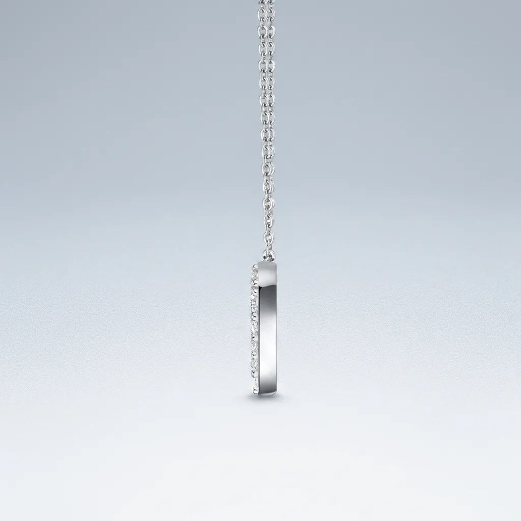 Endear Moissanite Open Heart Pendant Necklace in Sterling Silver