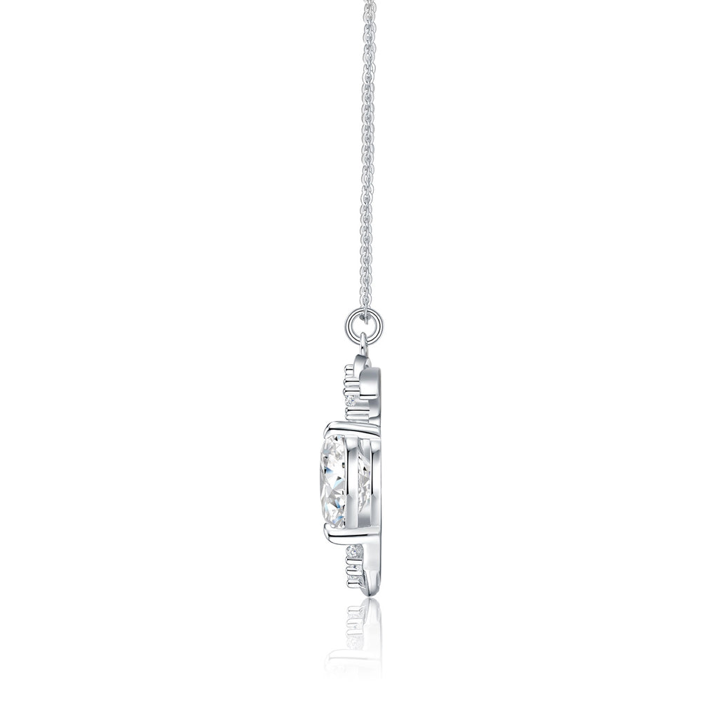 Lullaby Moissanite Moon Heart Necklace in Sterling Silver