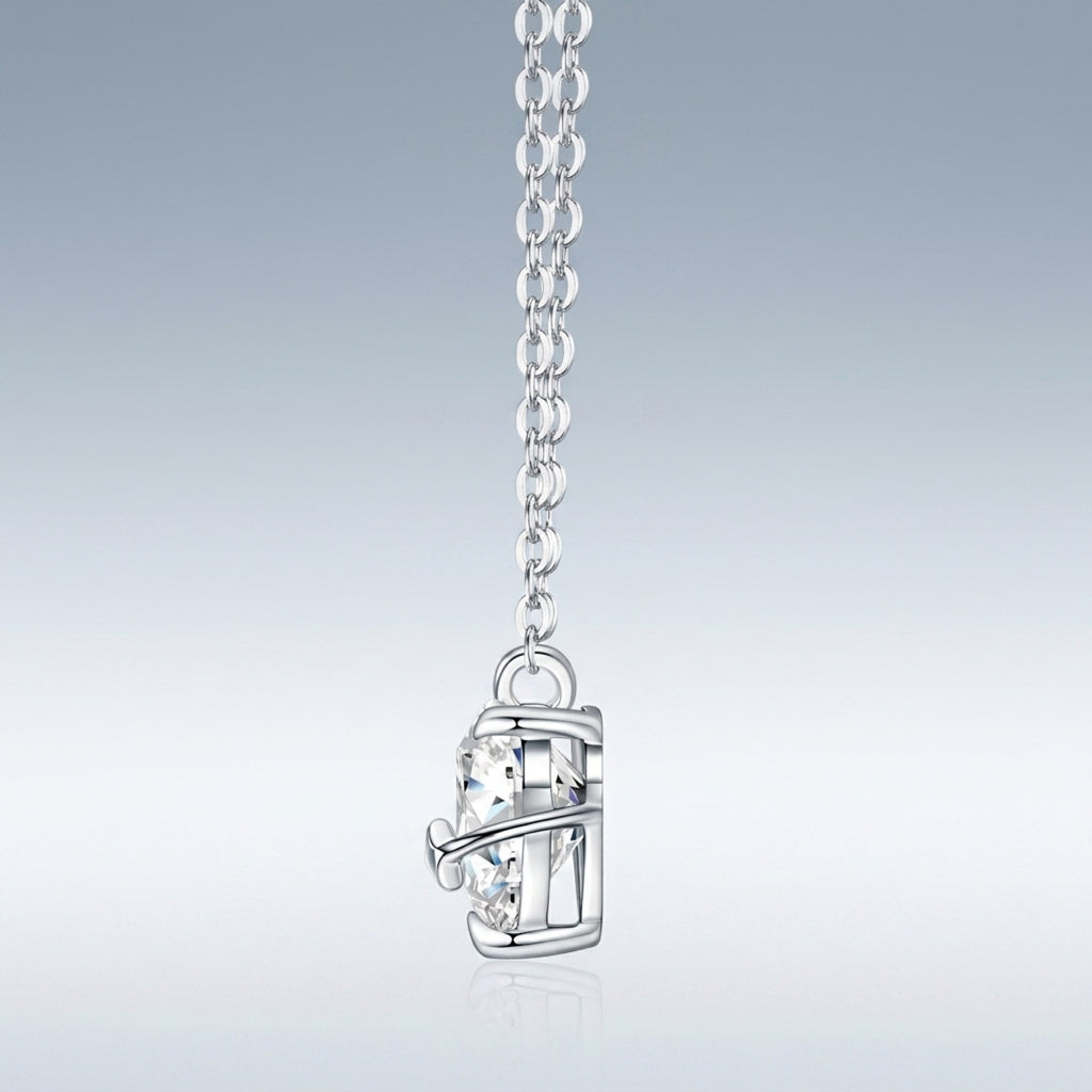 Truelove Heart-Cut Moissanite Heart Pendant Necklace in Sterling Silver