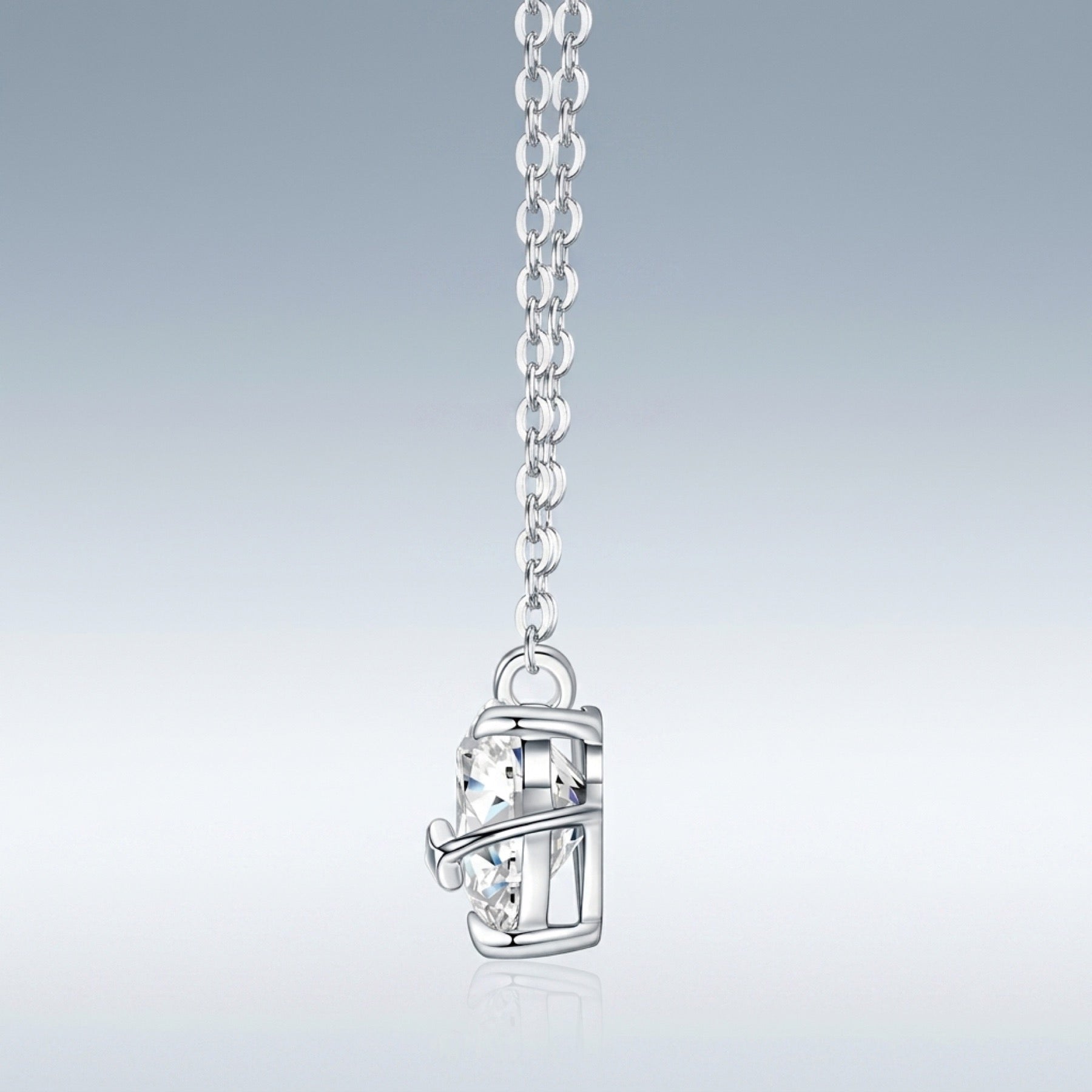 Truelove Heart-Cut Moissanite Heart Pendant Necklace in Sterling Silver