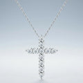 Vesper Moissanite Cross Necklace in Sterling Silver