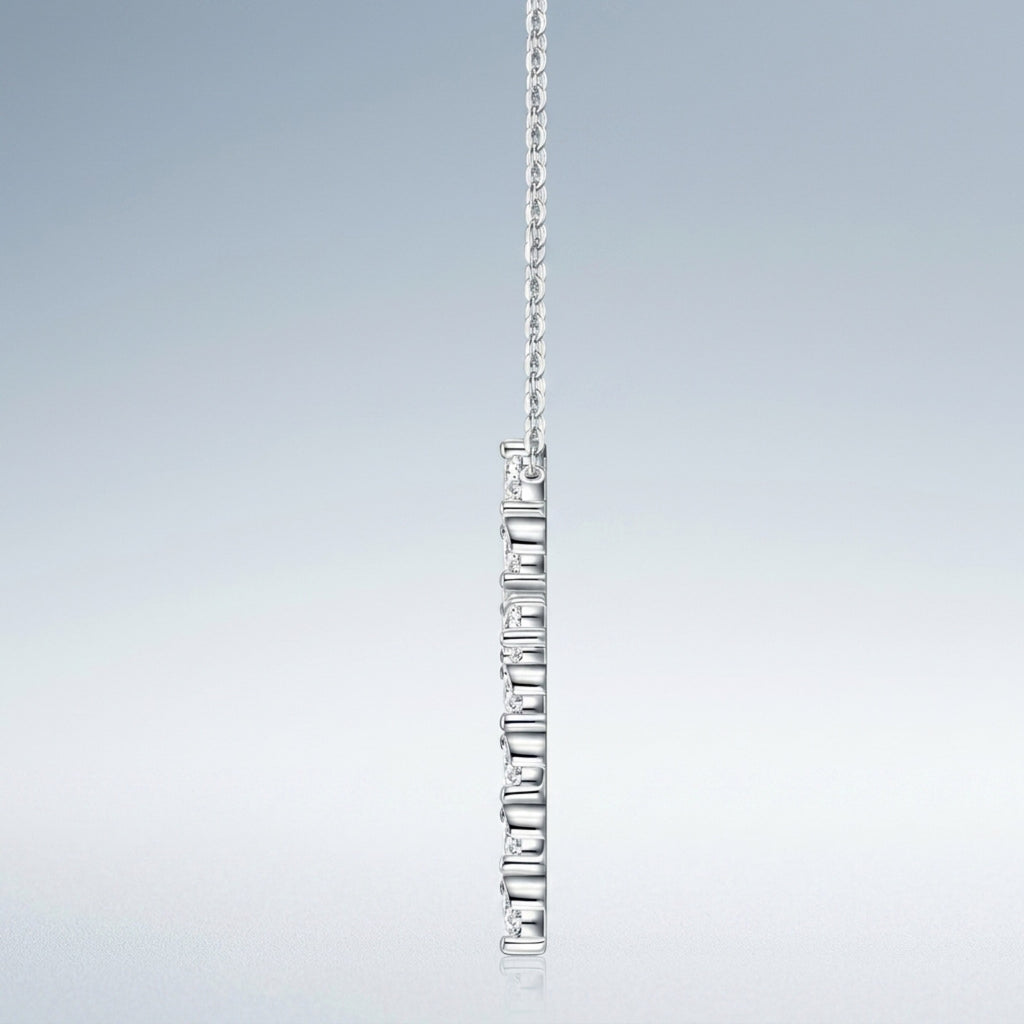 Vesper Moissanite Cross Necklace in Sterling Silver
