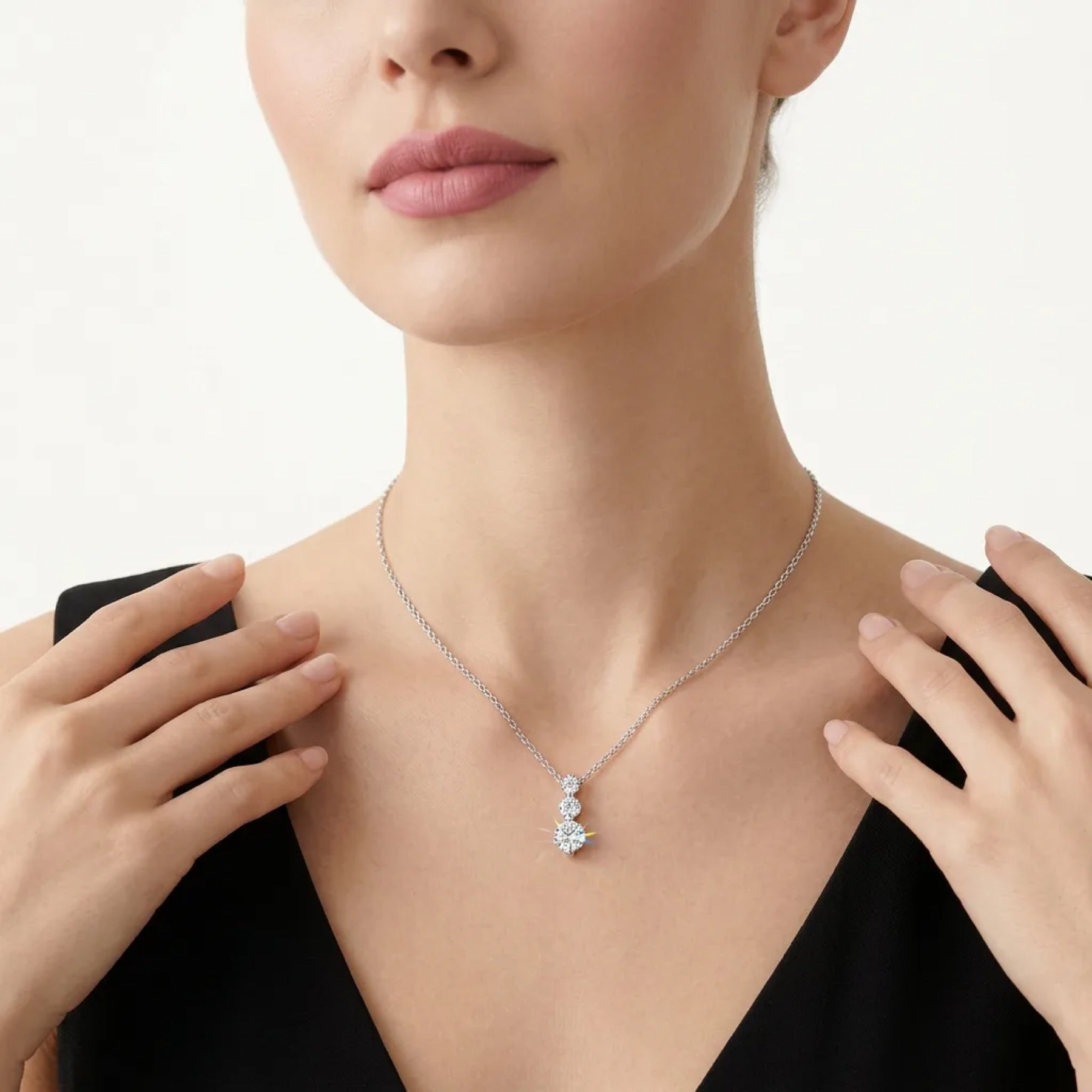 Matins Moissanite Cross Necklace in Sterling Silver