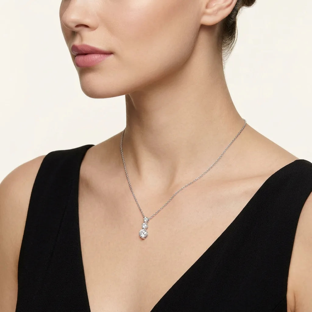 Matins Moissanite Cross Necklace in Sterling Silver