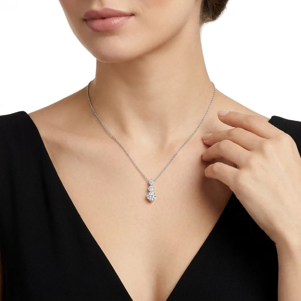 Matins Moissanite Cross Necklace in Sterling Silver