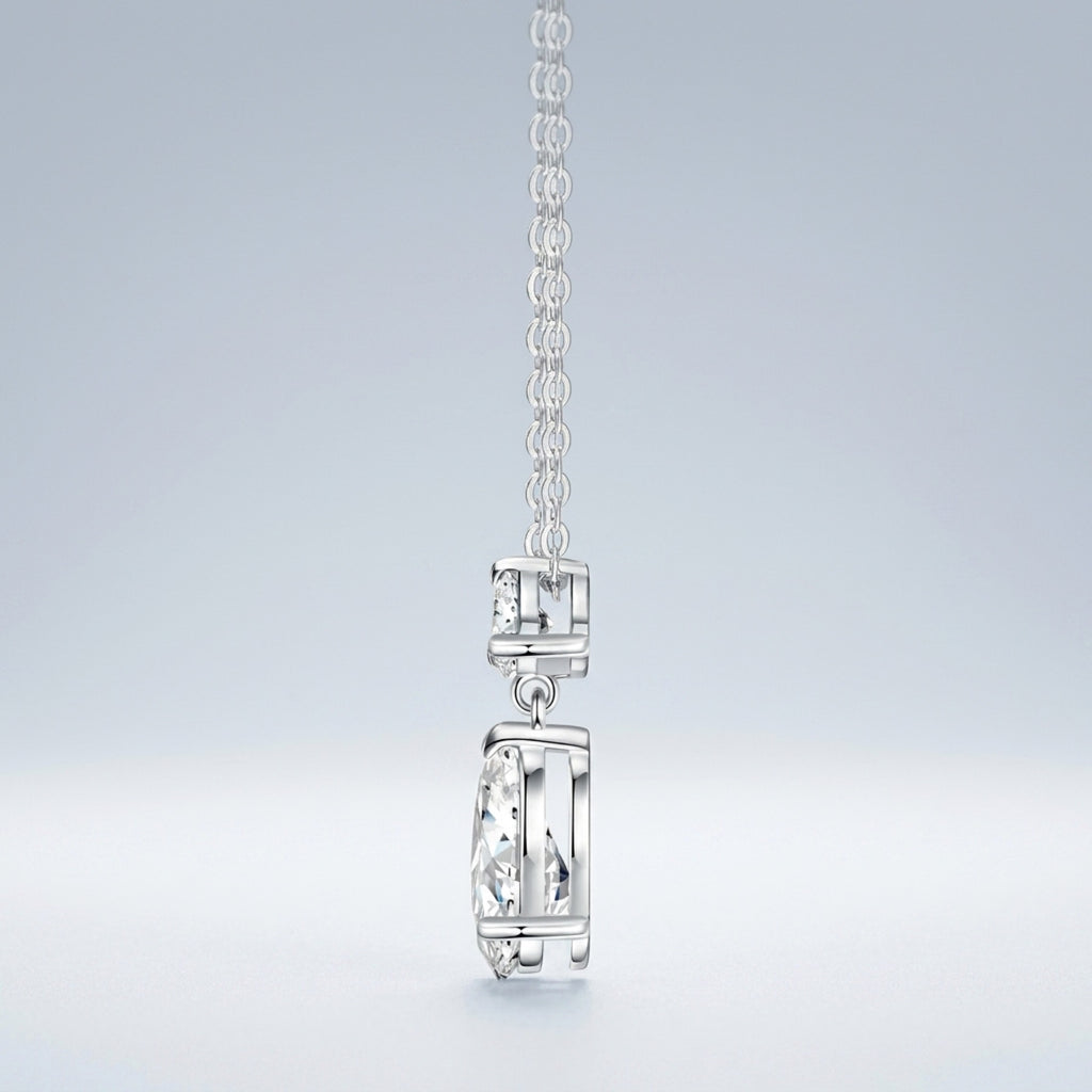 Perle Moissanite Pear Drop Necklace in Sterling Silver