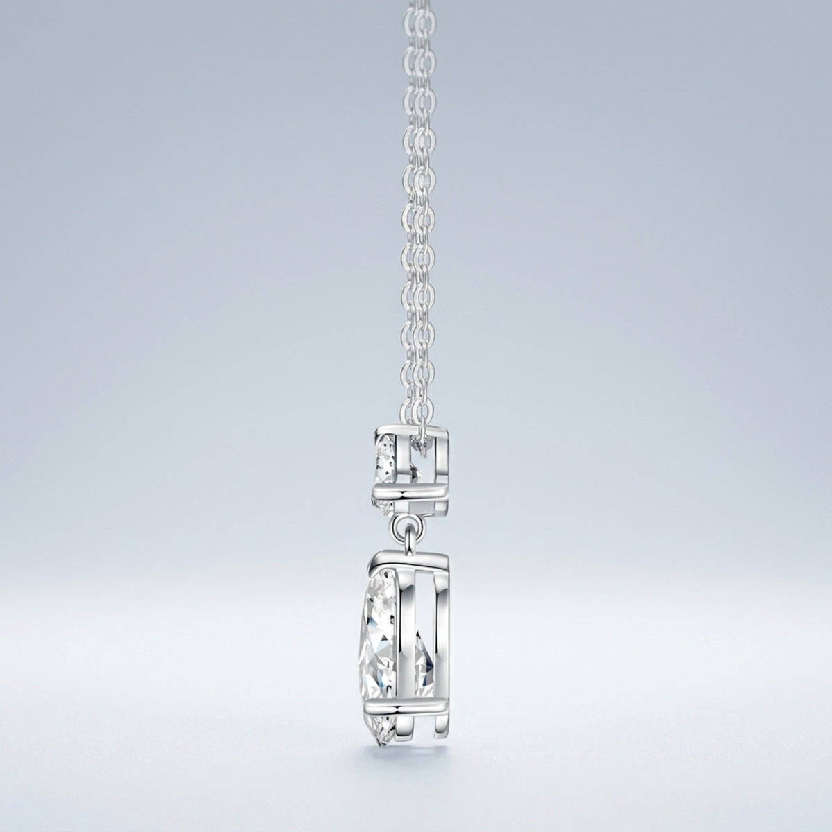 Perle Moissanite Pear Drop Necklace in Sterling Silver