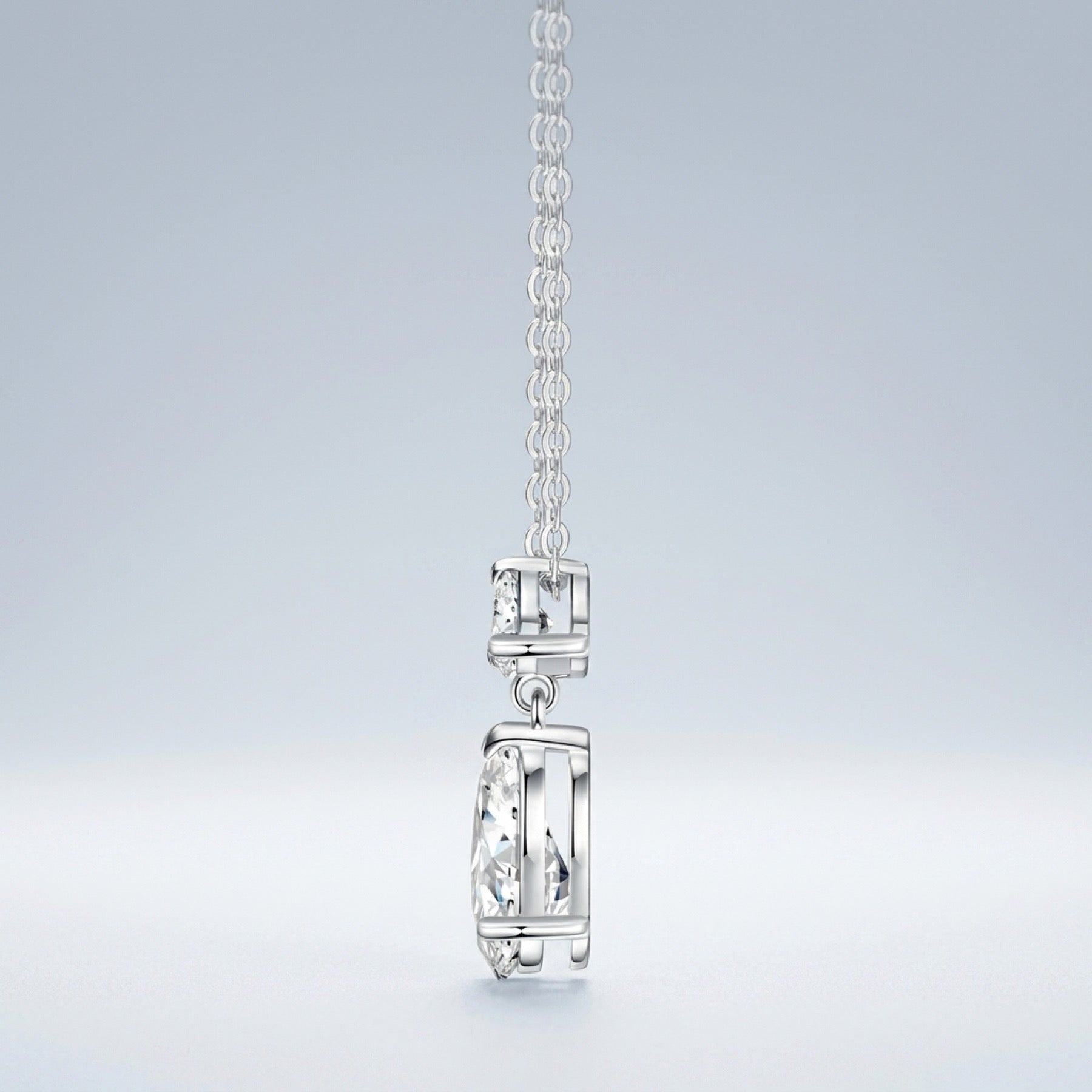 Perle Moissanite Pear Drop Necklace in Sterling Silver