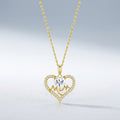 Mommy Heart-Cut Moissanite Mom Heart Necklace in Gold-Tone Sterling Silver