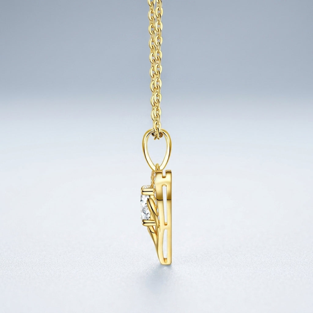 Cuore Moissanite Heart Pendant Necklace in Gold-Tone Sterling Silver