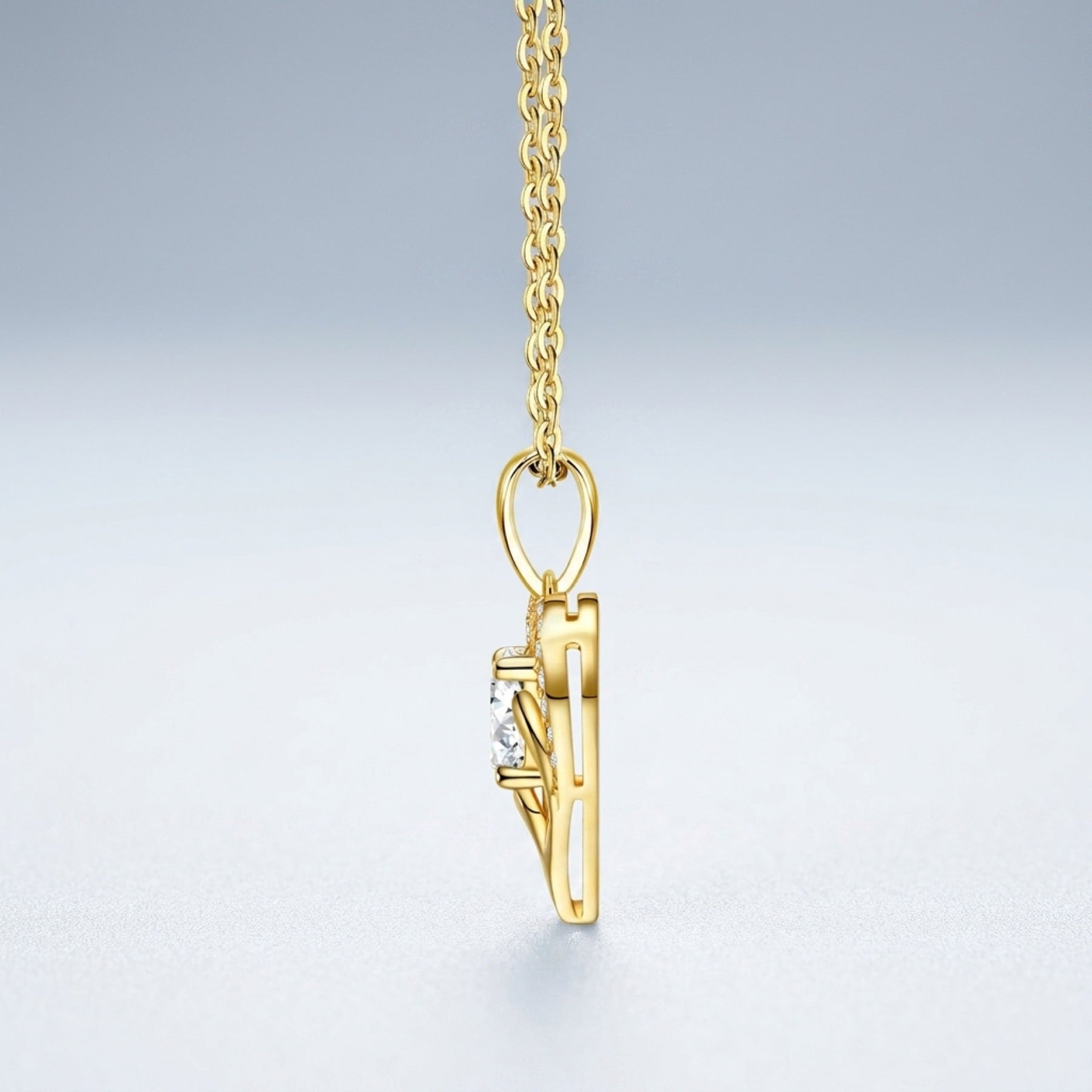 Cuore Moissanite Heart Pendant Necklace in Gold-Tone Sterling Silver