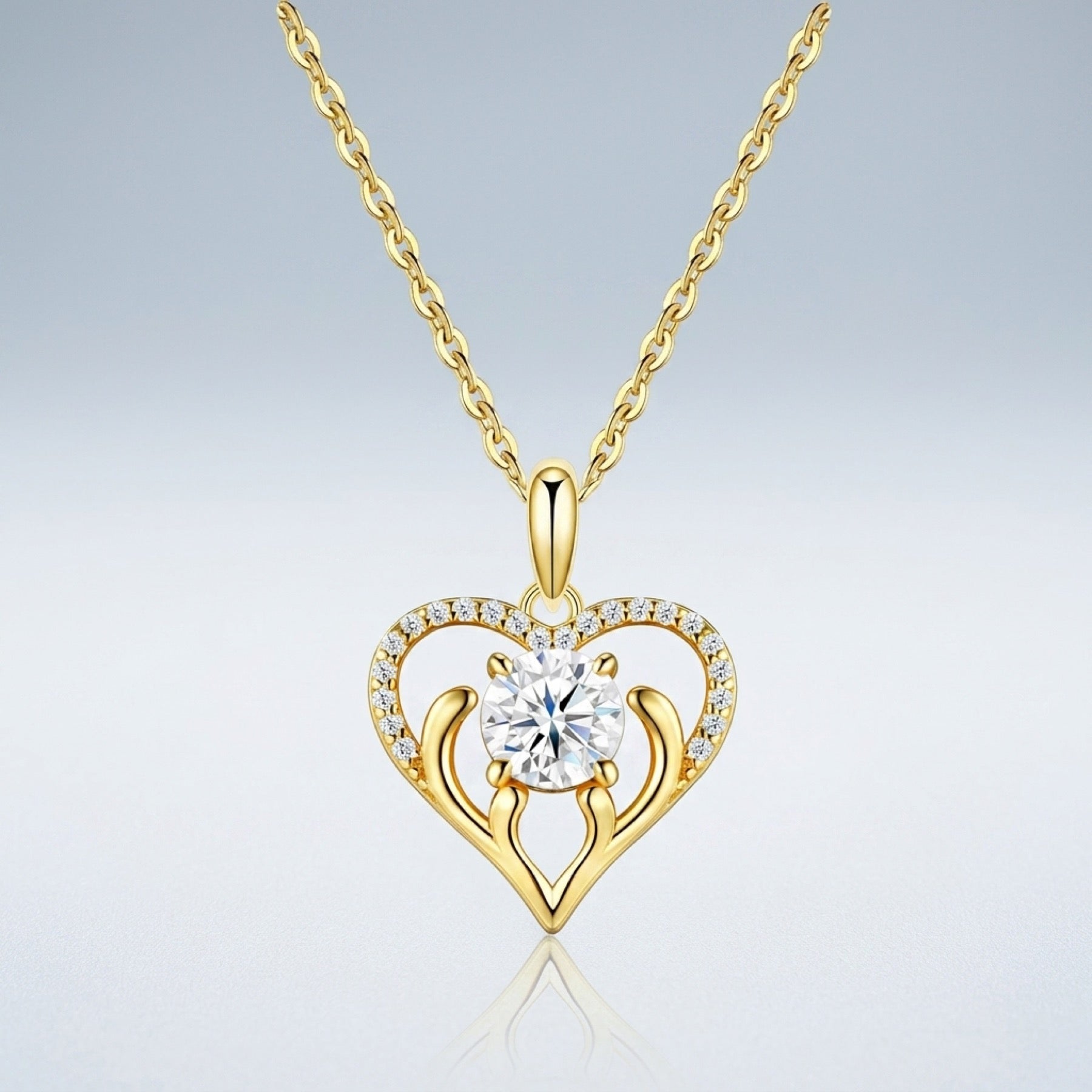 Cuore Moissanite Heart Pendant Necklace in Gold-Tone Sterling Silver