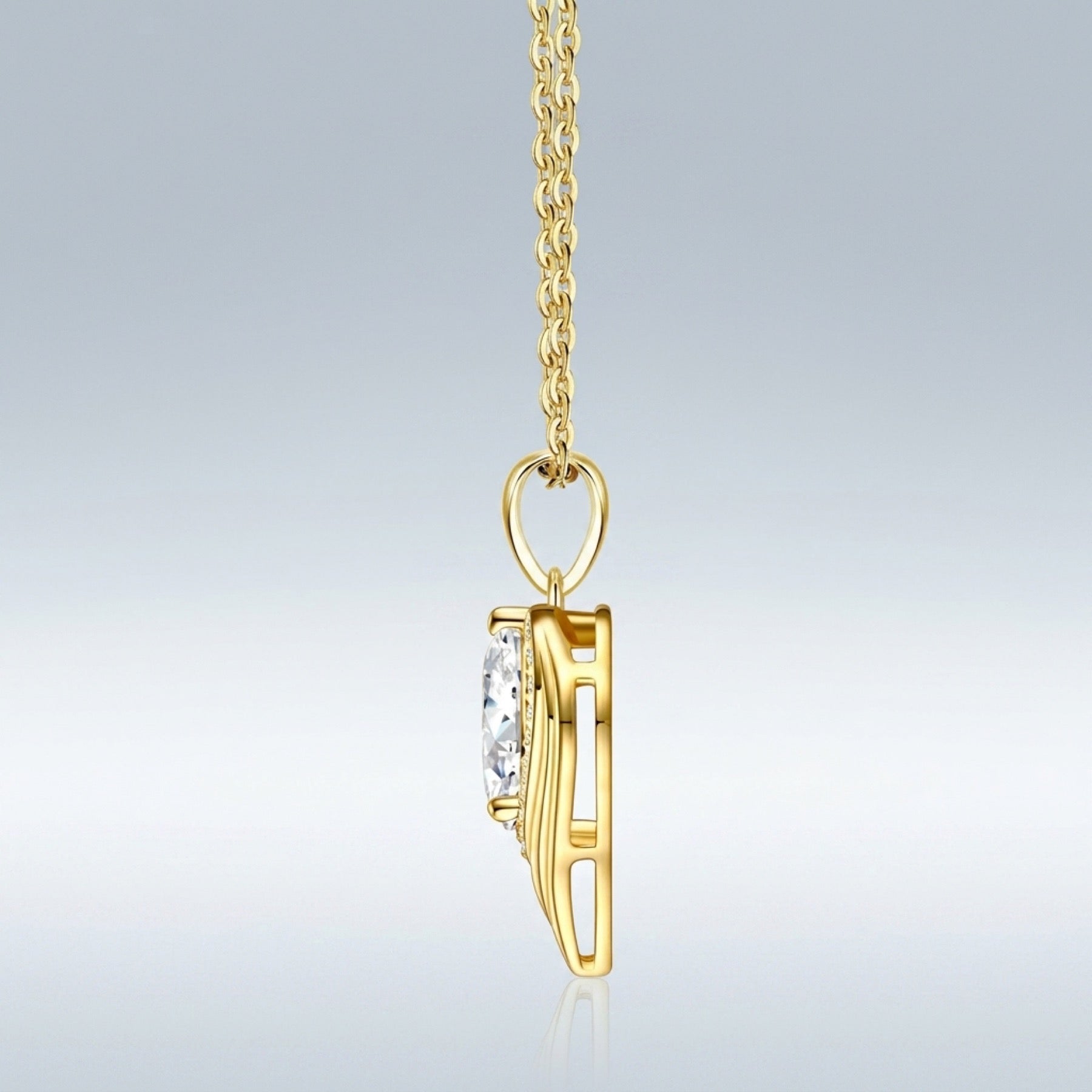 Tesoro Moissanite Heart Pendant Necklace in Gold-Tone Sterling Silver