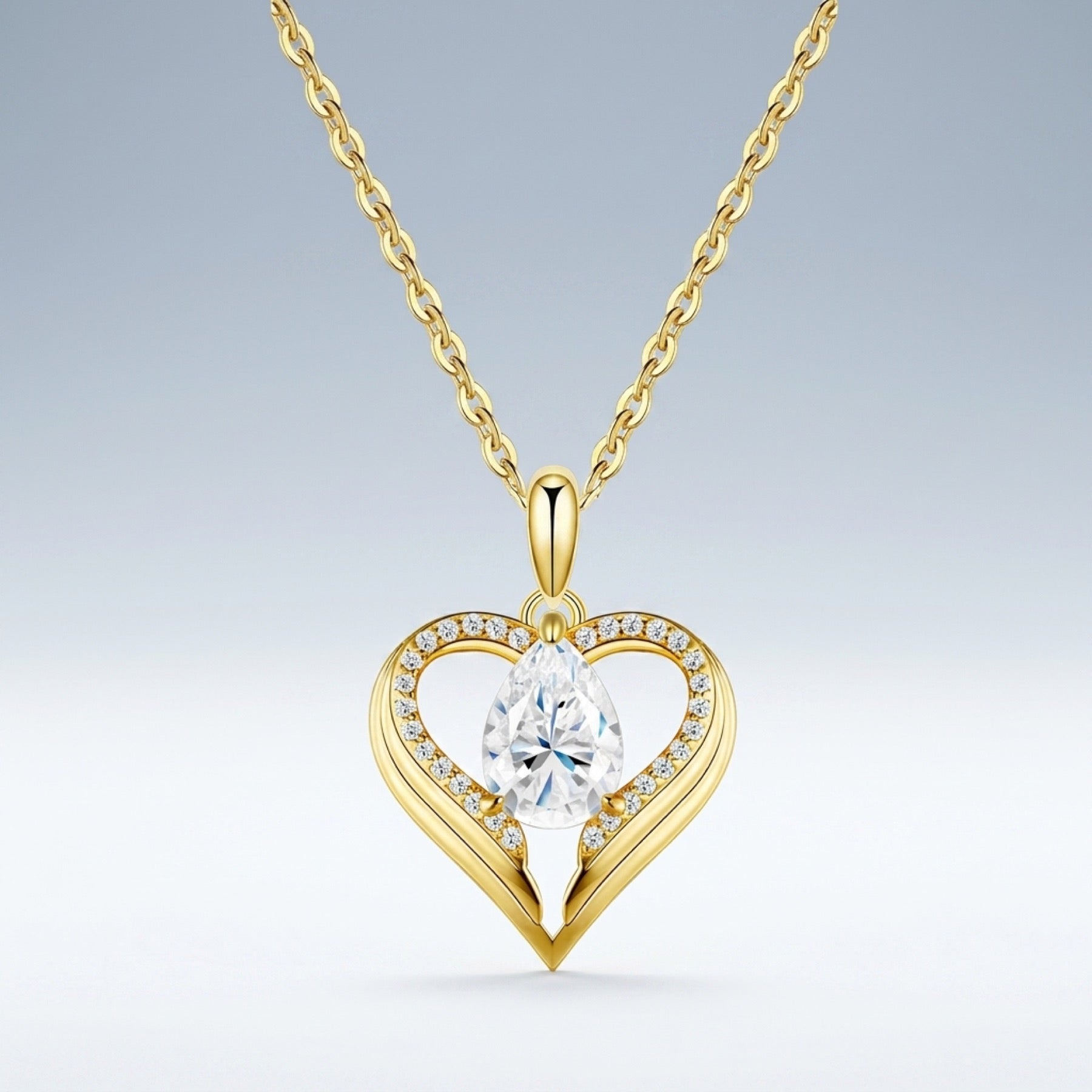 Tesoro Moissanite Heart Pendant Necklace in Gold-Tone Sterling Silver