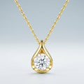 Sole 2 Carat Moissanite Teardrop Pendant Necklace in Gold-Tone Sterling Silver