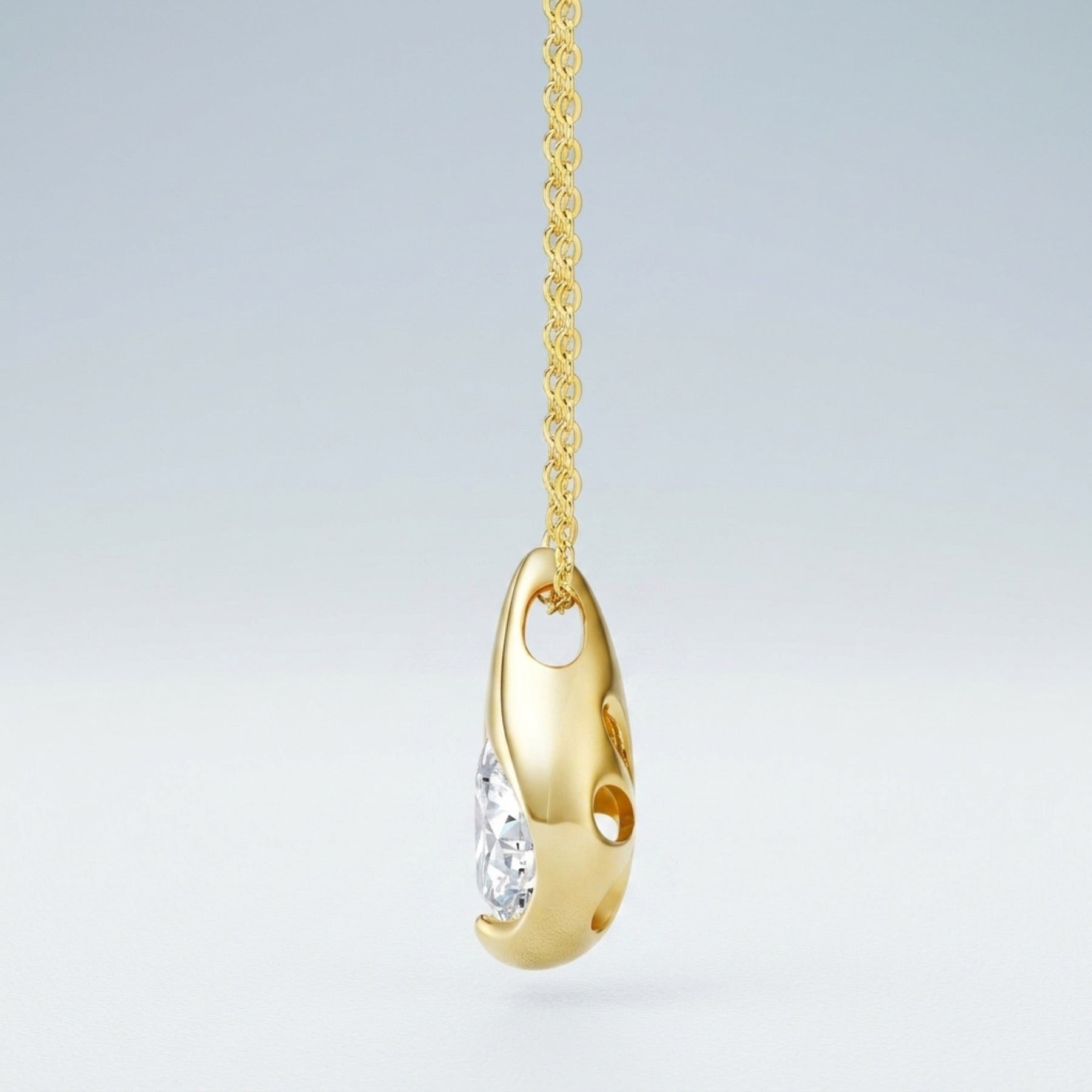 Sole 2 Carat Moissanite Teardrop Pendant Necklace in Gold-Tone Sterling Silver