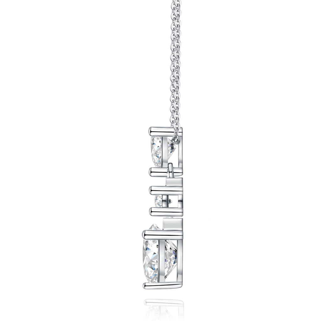 Bijou Moissanite Heart Drop Necklace in Sterling Silver