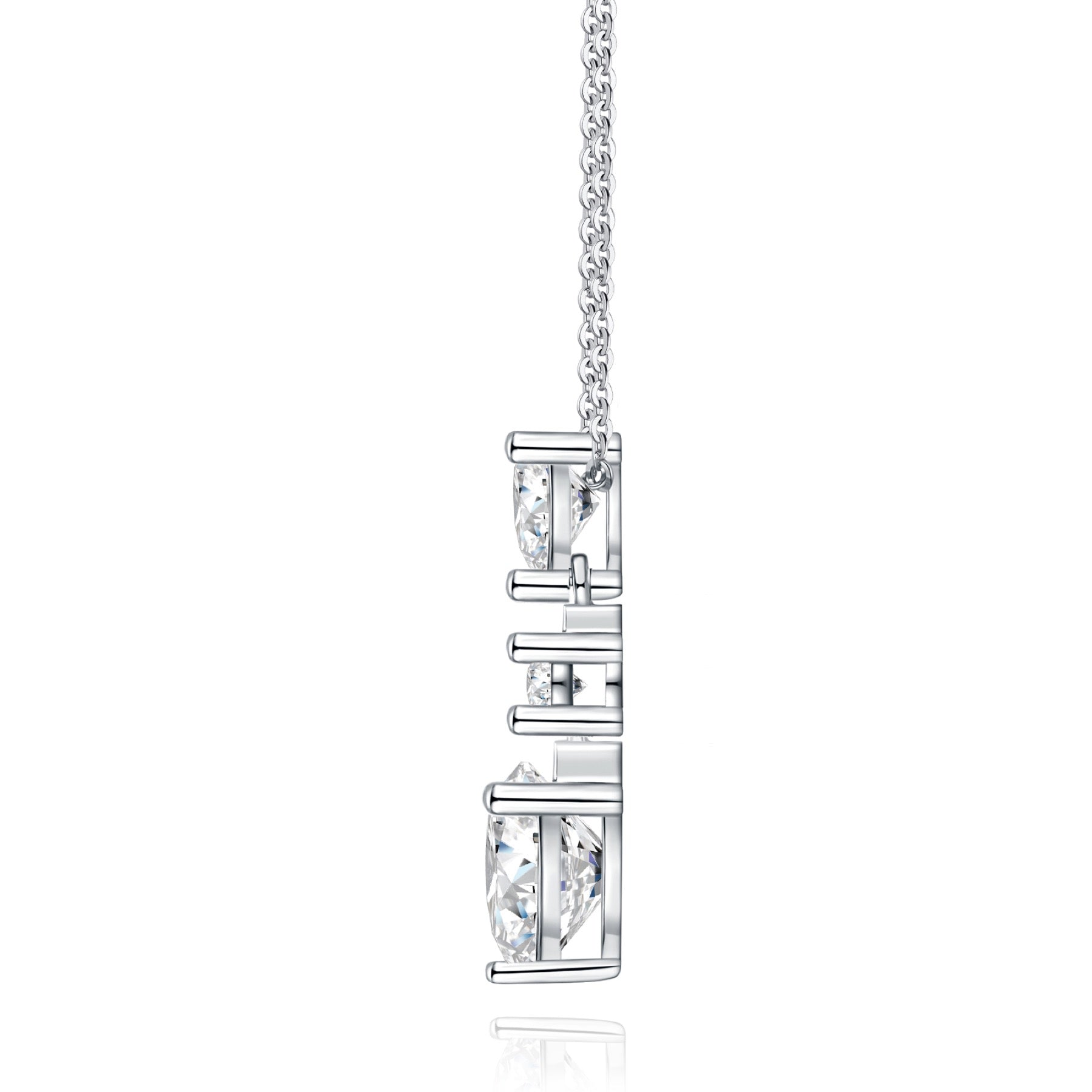 Bijou Moissanite Heart Drop Necklace in Sterling Silver