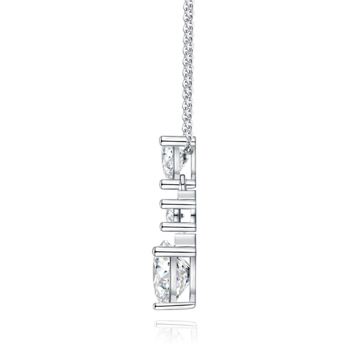Bijou Moissanite Heart Drop Necklace in Sterling Silver