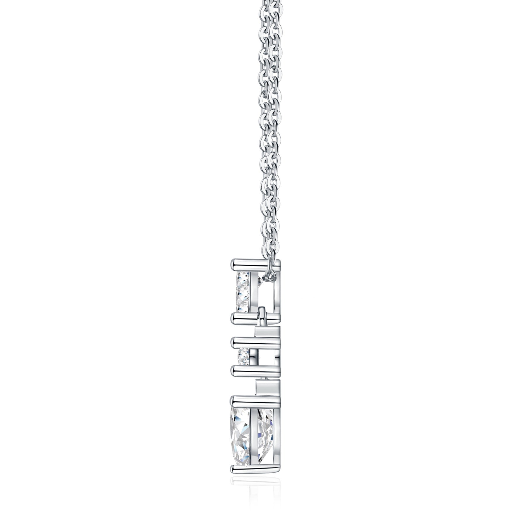 Bijou Moissanite Heart Drop Necklace in Sterling Silver