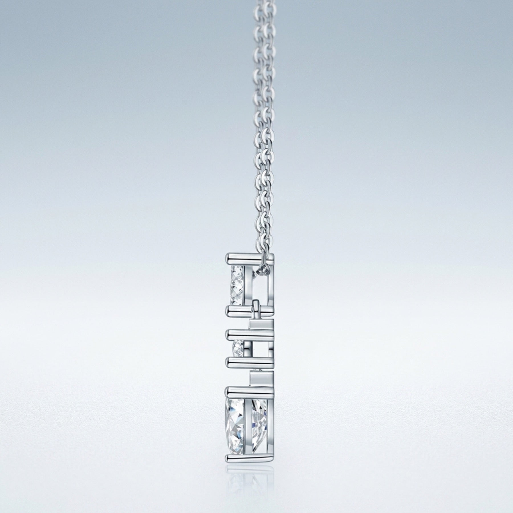 Bijou Moissanite Heart Drop Necklace in Sterling Silver