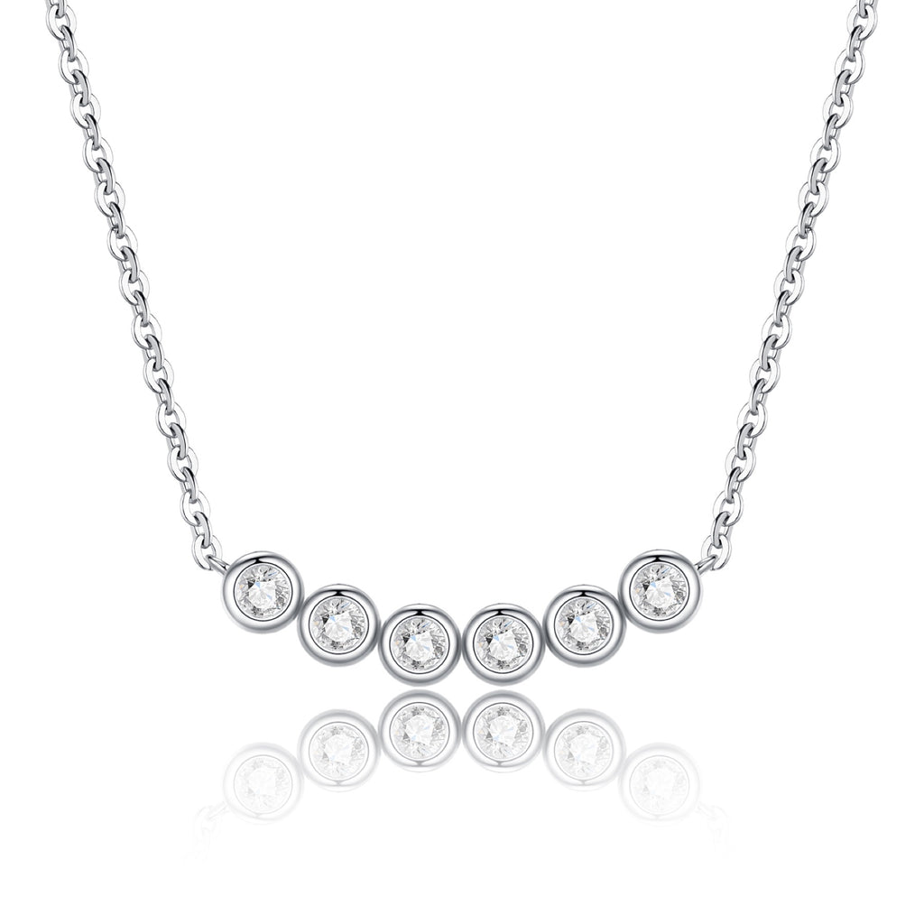 Lull Moissanite Curved Bar Necklace in Sterling Silver