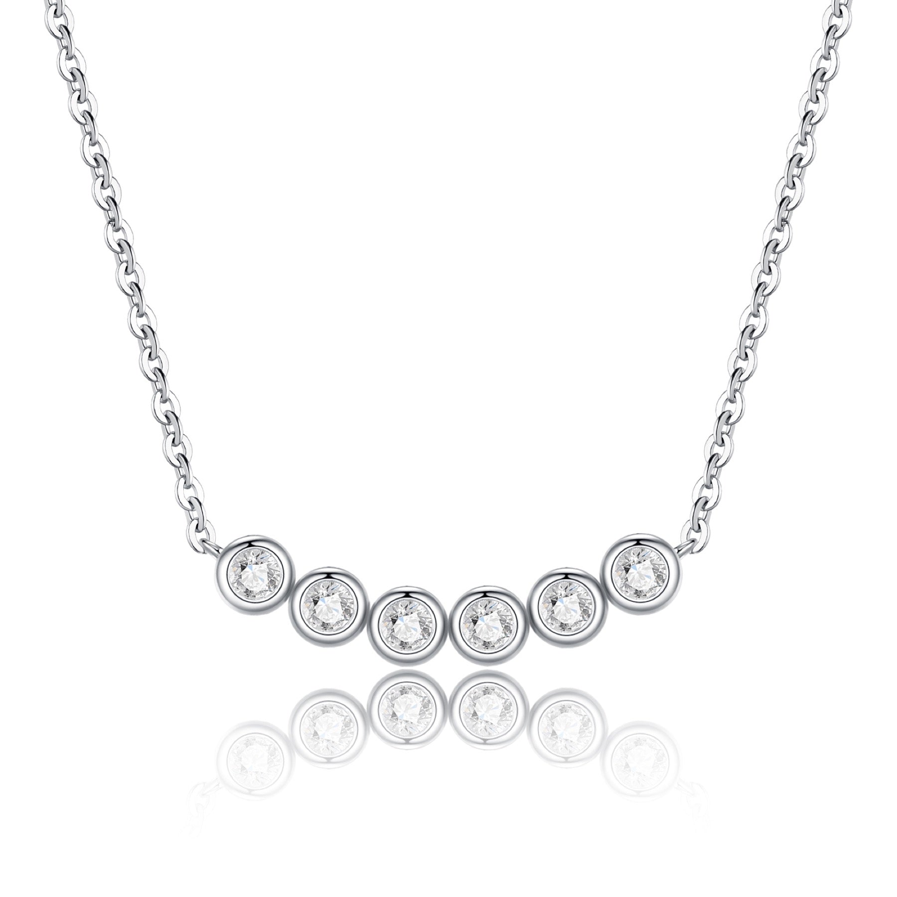 Lull Moissanite Curved Bar Necklace in Sterling Silver
