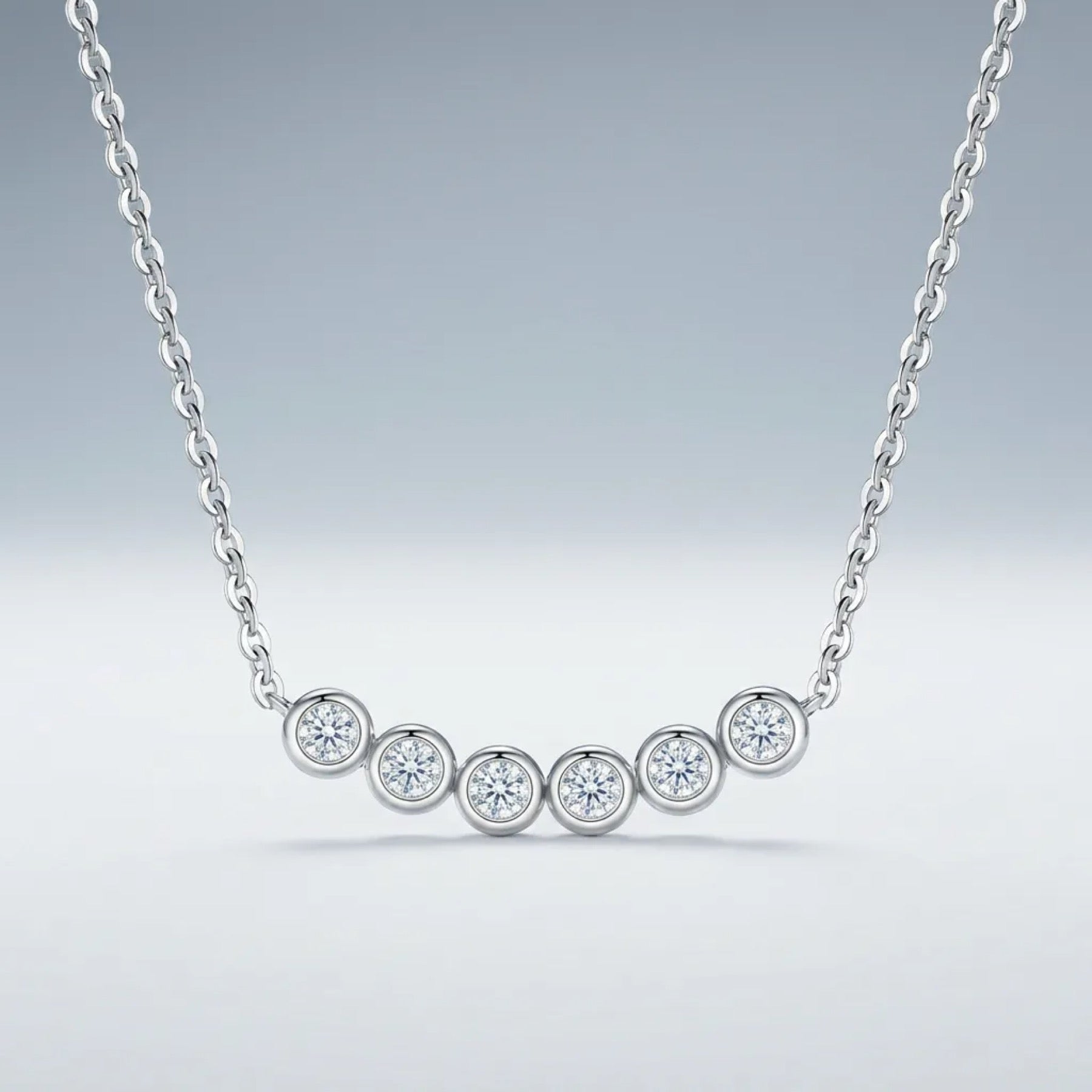 Lull Moissanite Curved Bar Necklace in Sterling Silver